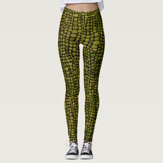 Waterverf krokodillenprint leggings (Voorkant)