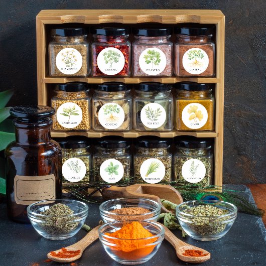 Waterverf Kruid en Spice Jar Labels