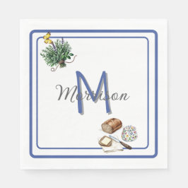 Waterverf Kruiden & Brood Boerderij Blauw Custom Servet