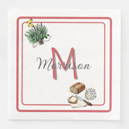 Waterverf Kruiden & Brood Boerderij Rood Custom Servet