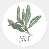 Waterverf Kruiden Salie Ronde Sticker (Voorkant)