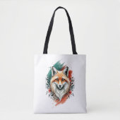 Waterverf Kunst - Elegante Mystic Fox Canvas tas (Voorkant)