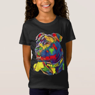 Waterverf Kunst Kleurrijke Amerikaanse Staffordshi T-shirt