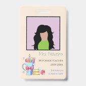 Waterverf Kunst Levert Boeken Leraar ID Badge (Front)