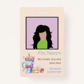 Waterverf Kunst Levert Boeken Leraar ID Badge (Voorkant)