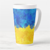 Waterverf kunst Oekraïense vlag Latte Mok (Rechterhoek)