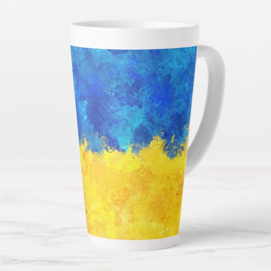 Waterverf kunst Oekraïense vlag Latte Mok (Rechterhoek)