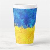 Waterverf kunst Oekraïense vlag Latte Mok (Voorkant)
