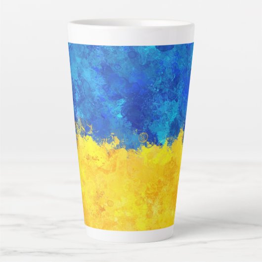 Waterverf kunst Oekraïense vlag Latte Mok (Voorkant)