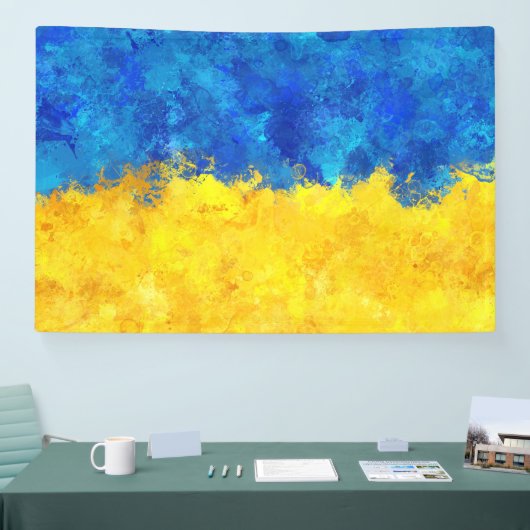 Waterverf kunst Oekraïense vlag Spandoek (Beurs)