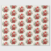 Waterverf  Kunst Rode Kerst Poinsettia Cadeaupapier (Vlak)