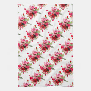 Waterverf Kunst Roze Rode Rozen Moderne Bloem Modi Theedoek