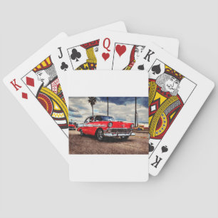 Waterverf kunst van 1956 Chevrolet Bel Air Pokerkaarten