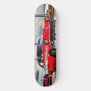 Waterverf kunst van 1956 Chevrolet Bel Air Skateboard