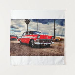 Waterverf kunst van 1956 Chevrolet Bel Air Wandkleed