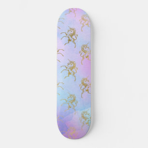 Waterverf Kunst Zachte Kleuren Gouden Eenhoorn Fan Skateboard