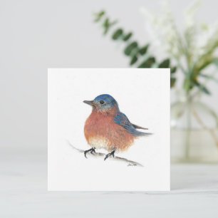 Waterverf Kunstkaart Blauw vogeltje