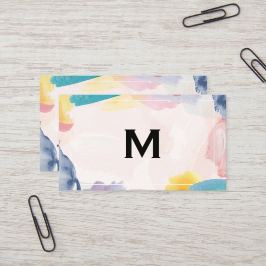 Waterverf Kunstmatige achtergrond | Monogram Visitekaartje (Voorkant / Achterkant in situ)