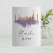 Waterverf kunstmoskee Ramadan Mubarak Kaart (Staand voorkant)