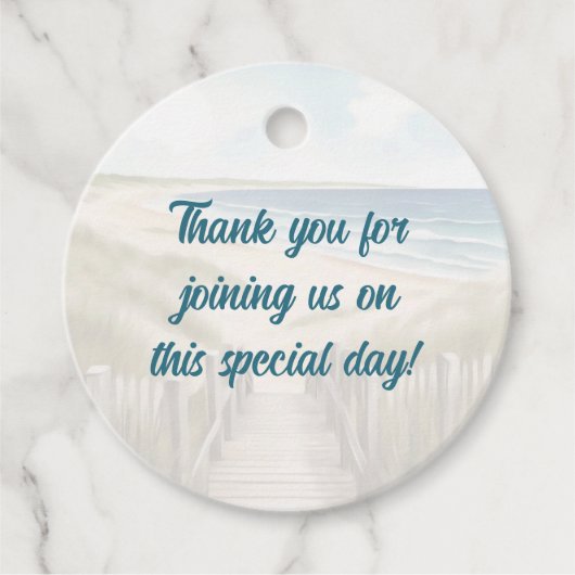 Waterverf Kust New England bruiloft Dank u Bedankjes Labels (Voorkant)