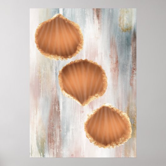 Waterverf kust Seashells Art Poster (Voorkant)