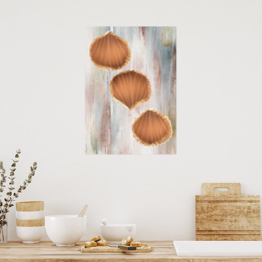 Waterverf kust Seashells Art Poster (Keuken)