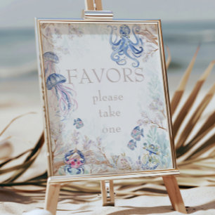 Waterverf Kust Zeedieren Baby Shower Favoren Poster