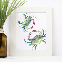 Waterverf Kustblauwe krab Beach House