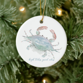 Waterverf kustkrab keramisch ornament