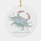 Waterverf kustkrab keramisch ornament (Voorkant)