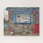 Waterverf Kustkreeft New England Ice Cream Shop Legpuzzel (Horizontaal)
