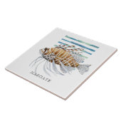 Waterverf Kustmatrijs exotische VIS Tegeltje (Zijkant)