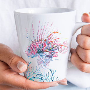 Waterverf kustvis tropische visserij latte mok