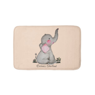 Waterverf Kute Baby Elephant met Blush & Flowers Badmat