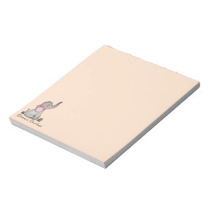 Waterverf Kute Baby Elephant met Blush & Flowers Notitieblok