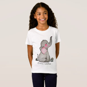 Waterverf Kute Baby Elephant met Blush & Flowers T-shirt