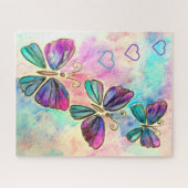 Waterverf - Kute Colorful Butterflies - Harten - Legpuzzel (Horizontaal)