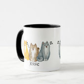 Waterverf Kute Singing Mewegens Cats Custom Name Mok (Voorkant links)