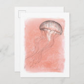 Waterverf kwallen briefkaart (Voorkant / Achterkant)