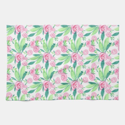 Waterverf La Rosa Floral Pattern Kitchen Towel Theedoek (Horizontaal)