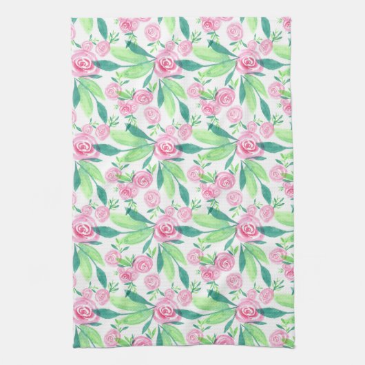 Waterverf La Rosa Floral Pattern Kitchen Towel Theedoek (Verticaal)