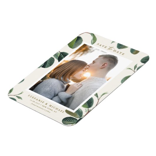 Waterverf laat botanisch ivoor de datum opslaan magneet (Linkerzijde)