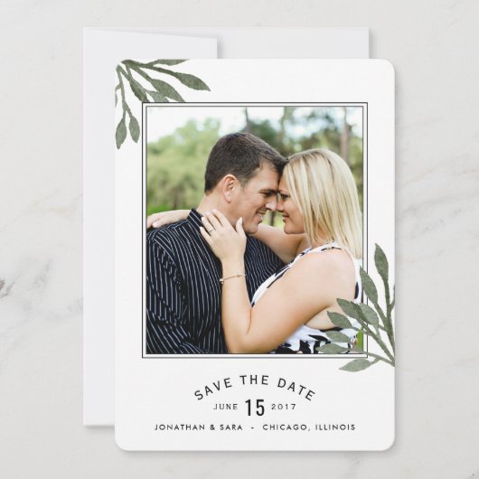 Waterverf laat datum 2 foto's opslaan save the date (Voorkant)