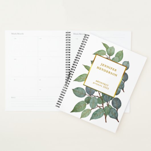 Waterverf laat elegante witgouden professional ach planner (Display)