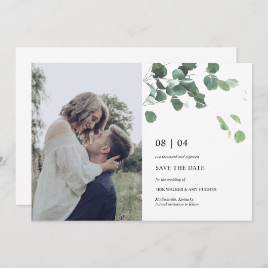 Waterverf laat opslaan van de datum fotokaart save the date (Voorkant / Achterkant)