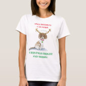 Waterverf Labradole kerstlampjes Antlers T- T-shirt (Voorkant)