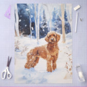 Waterverf Labradoodle hond in het winterbos Tissuepapier (Craft)