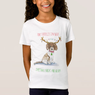 Waterverf Labradoodle Kerstverlichting Gewei T-shirt