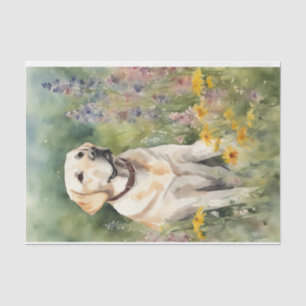 Waterverf Labrador in Bloemen Decoupage Tissuepapier