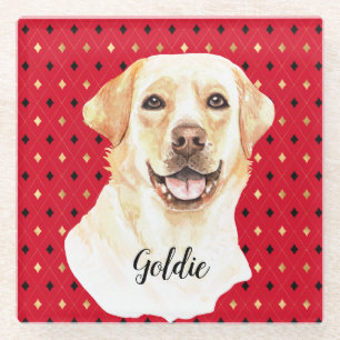 Waterverf Labrador Retriever Dog Aangepast Glazen Onderzetter